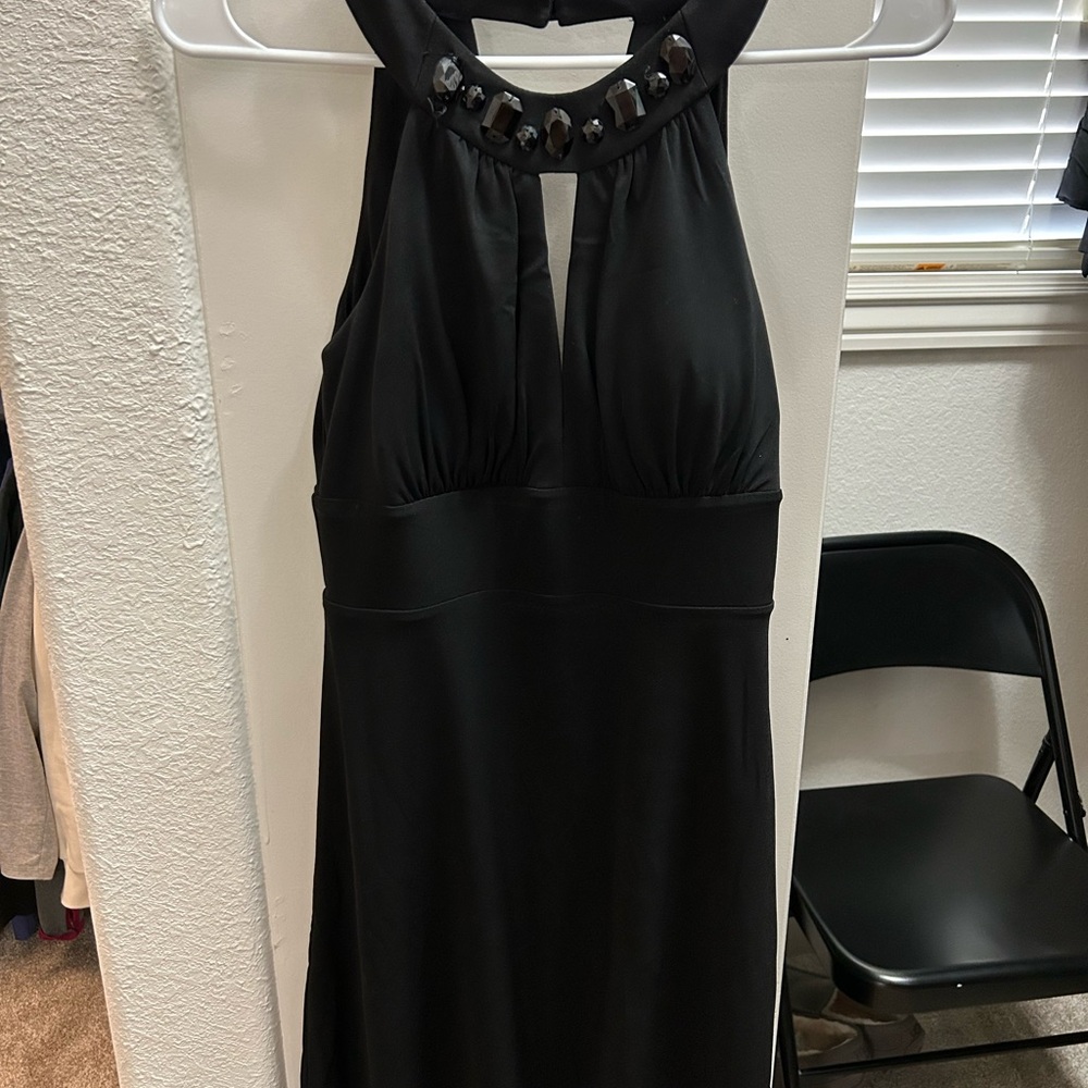 White House Black Market Black Ruched Halter Sheath Dress